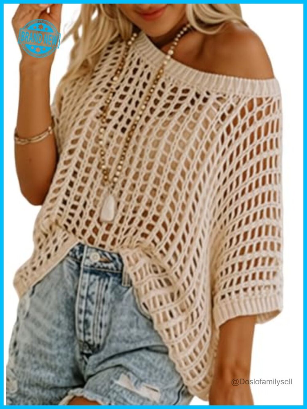 Womens Crochet Hollow Out Short Sleeve Sweater Pullover Beach Coverup